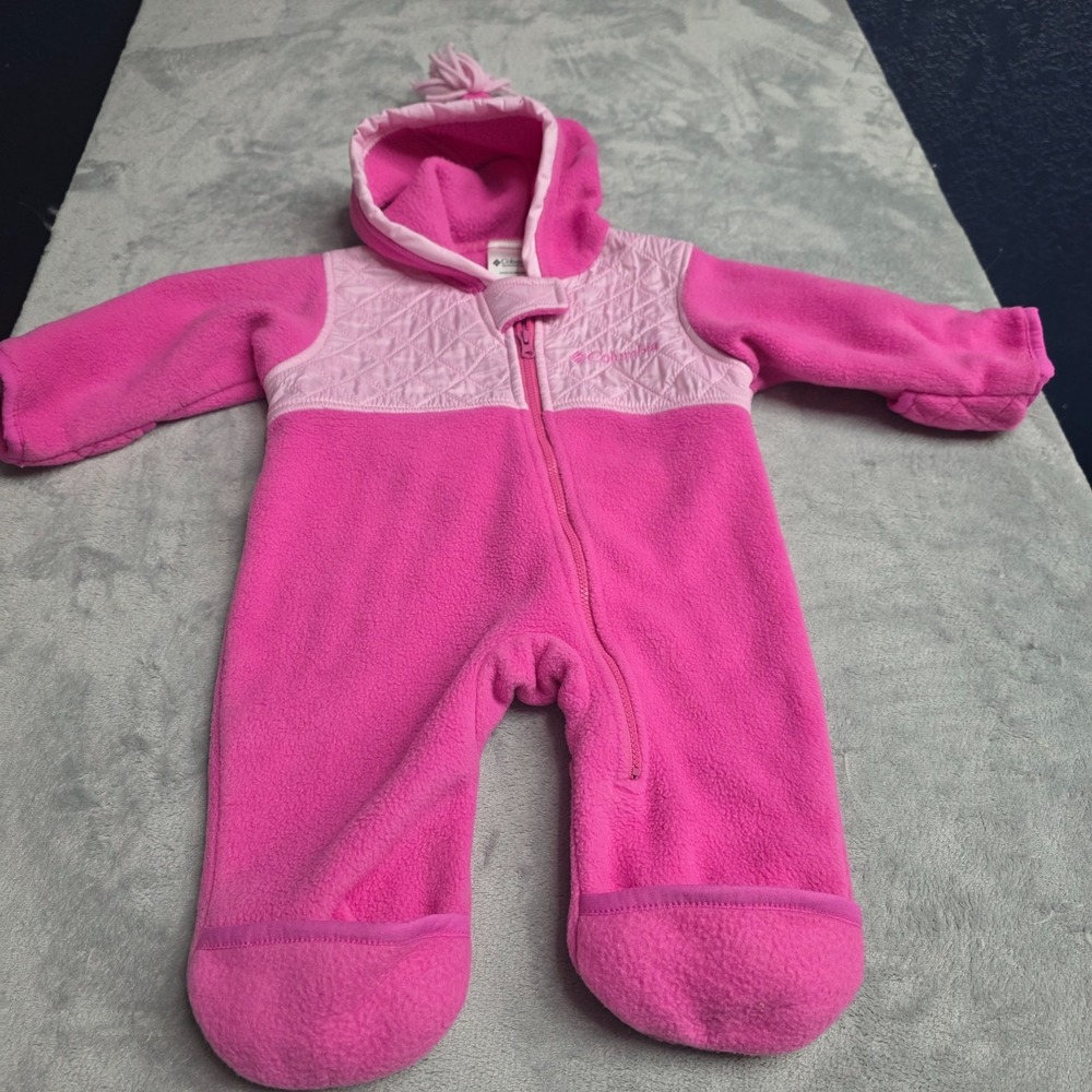 Columbia Pink Fleece Baby Girls Size 6 Months Snow Suit